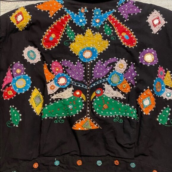 πππππππ Other Destination black folk art colorful pattern crop jacket. L - Picture 9 of 15